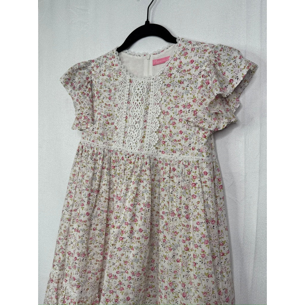 578. Peppermint Girls Floral Flutter Sleeve Dress Size 18