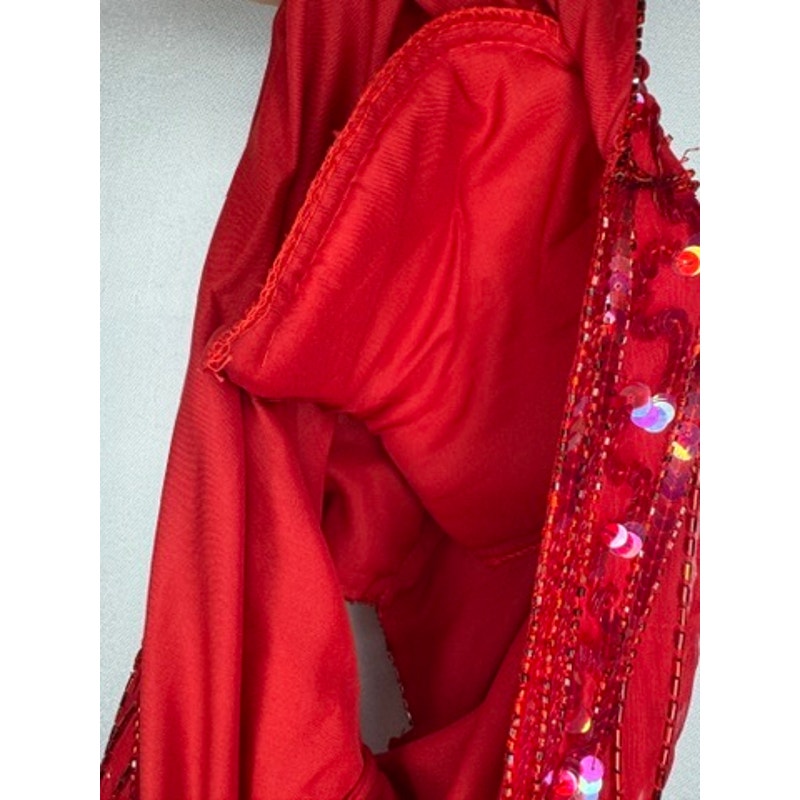 400. Missy Designer Red Silk Sequin Beaded Cocktail Dress Size M NWT
