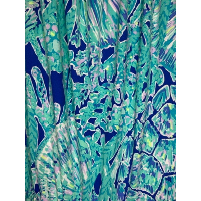 476. Lilly Pulitzer Printed Romper Size S Blue Green 3/4 Sleeve