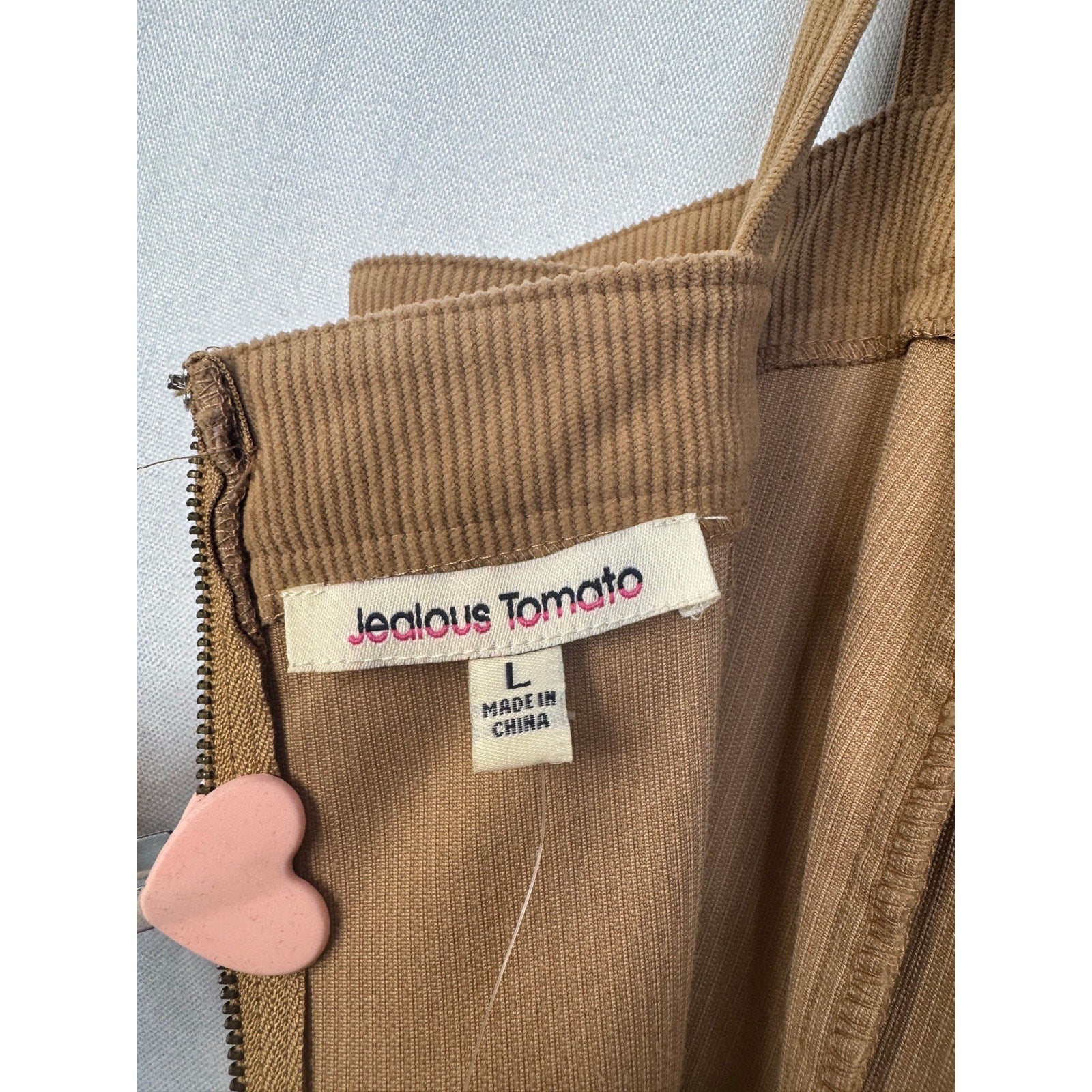 351. Jealous Tomato Camel Ribbed Flare Leg Jumpsuit NWOT Large