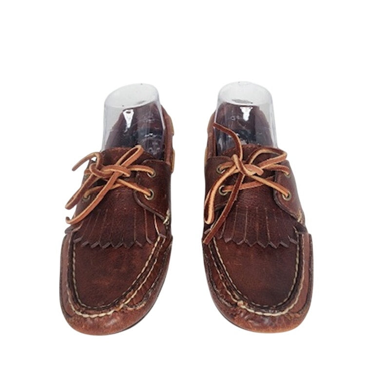 502. Y2K Polo Sport Brown Leather Moc Toe Boat Shoes Size 7B