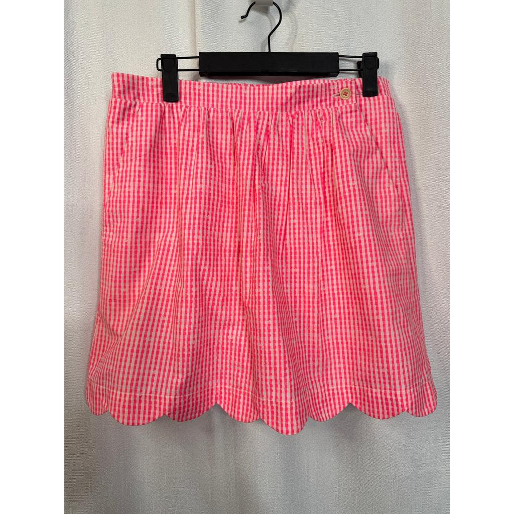 355. Lilly Pulitzer Pink Gingham Scallop Hem Skirt Size Small