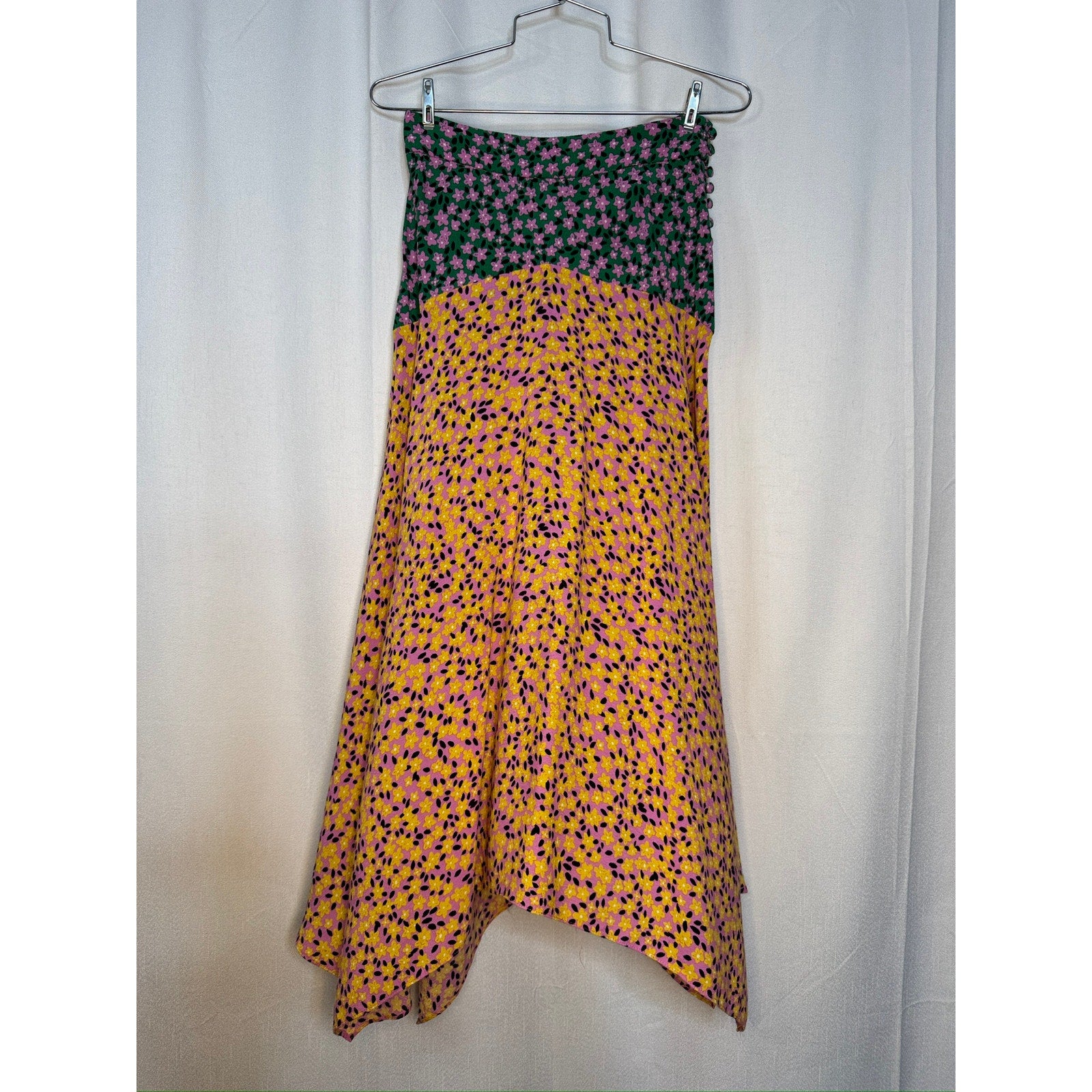 426. Topshop Floral Colorblock Handkerchief Maxi Skirt Size US 4