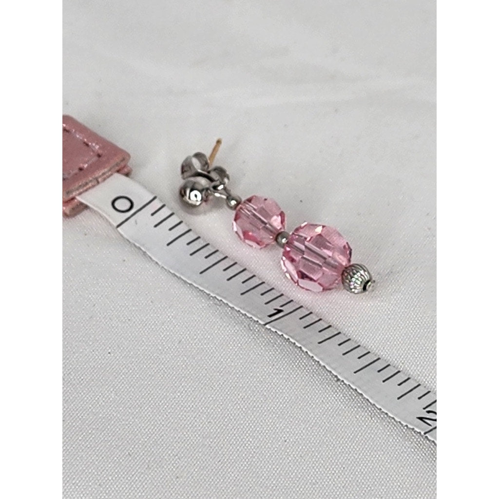 516. Pink Swarovski STRASS Crystal Beaded Jewelry Set Necklace and Earrings