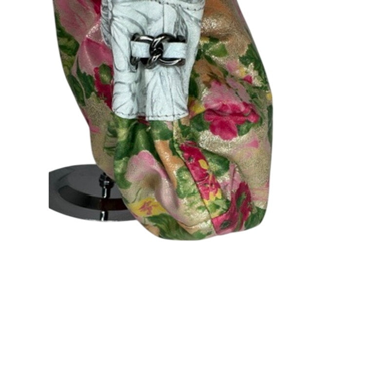 489. Sharif Studio Floral Leather Shoulder Hobo Bag Pink Multicolor