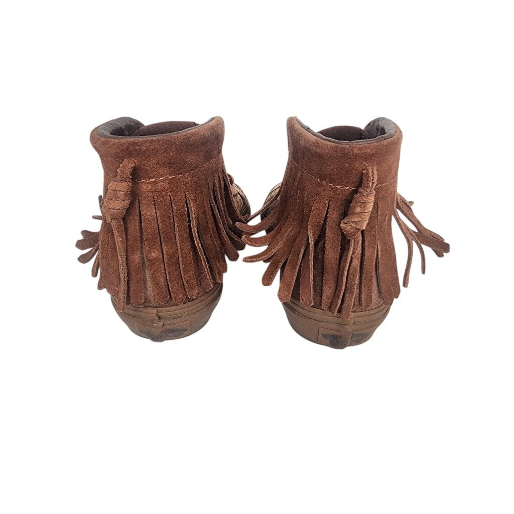 500. Vans Brown Suede Fringe High Top Sneakers Kids Size 12.5
