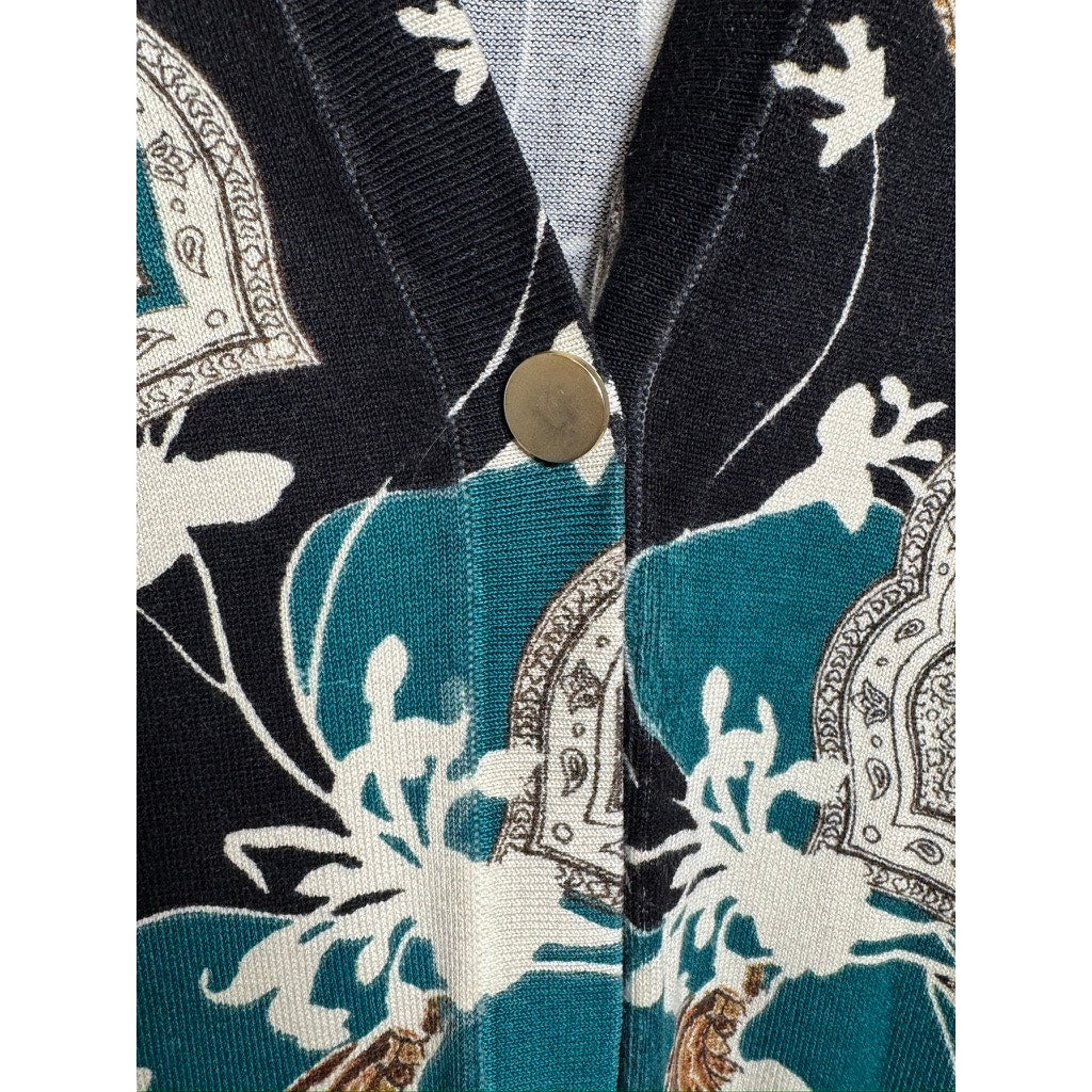 499. Chico's Animal Print Paisley Cardigan Sweater Size L