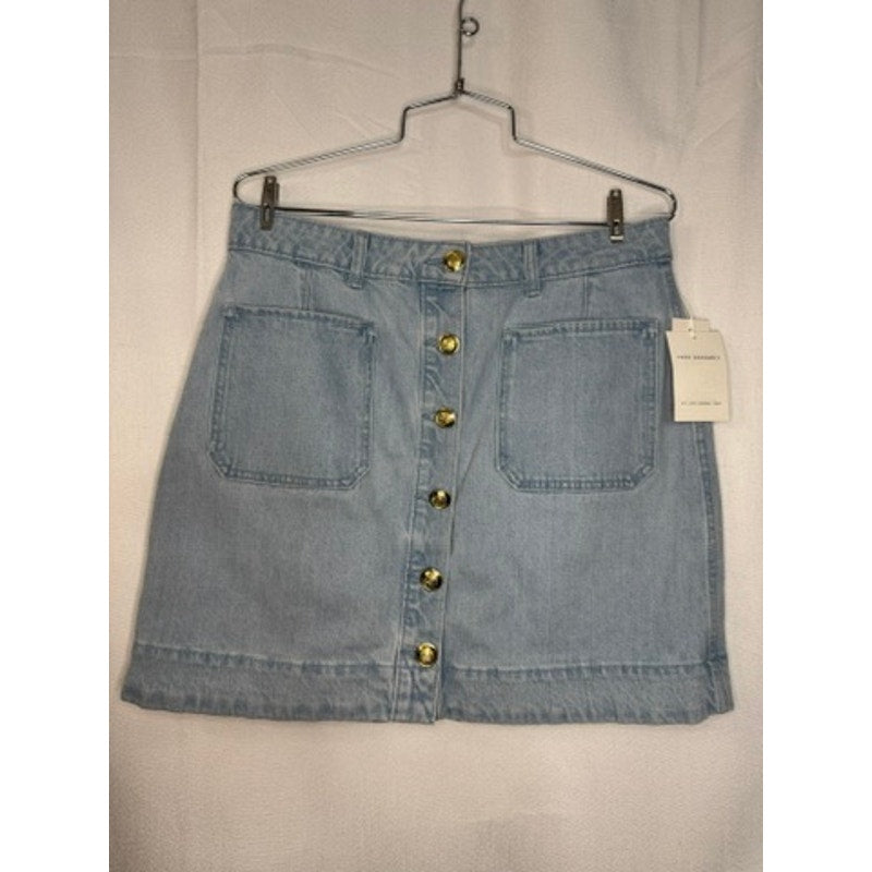 414. Free Assembly Blue Gingham Top & Denim Skirt Set Size 10-12 NWT