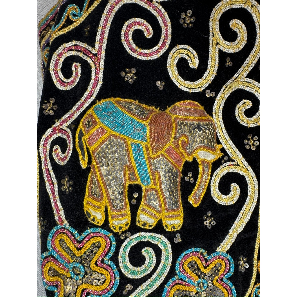 460. Carol Horn Workshop Elephant Beaded Embroidered Vest