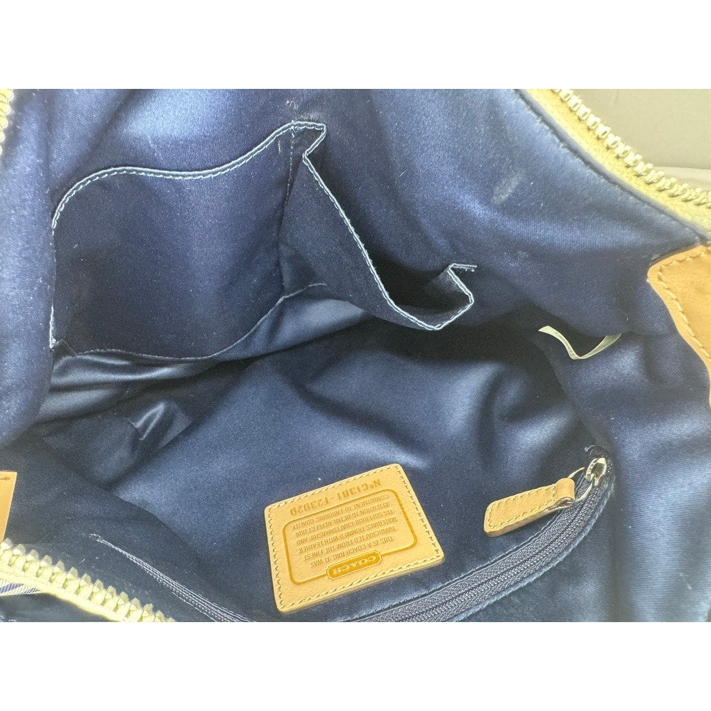 490. Coach Signature Patchwork Stripe Canvas Swingpack Crossbody F23929