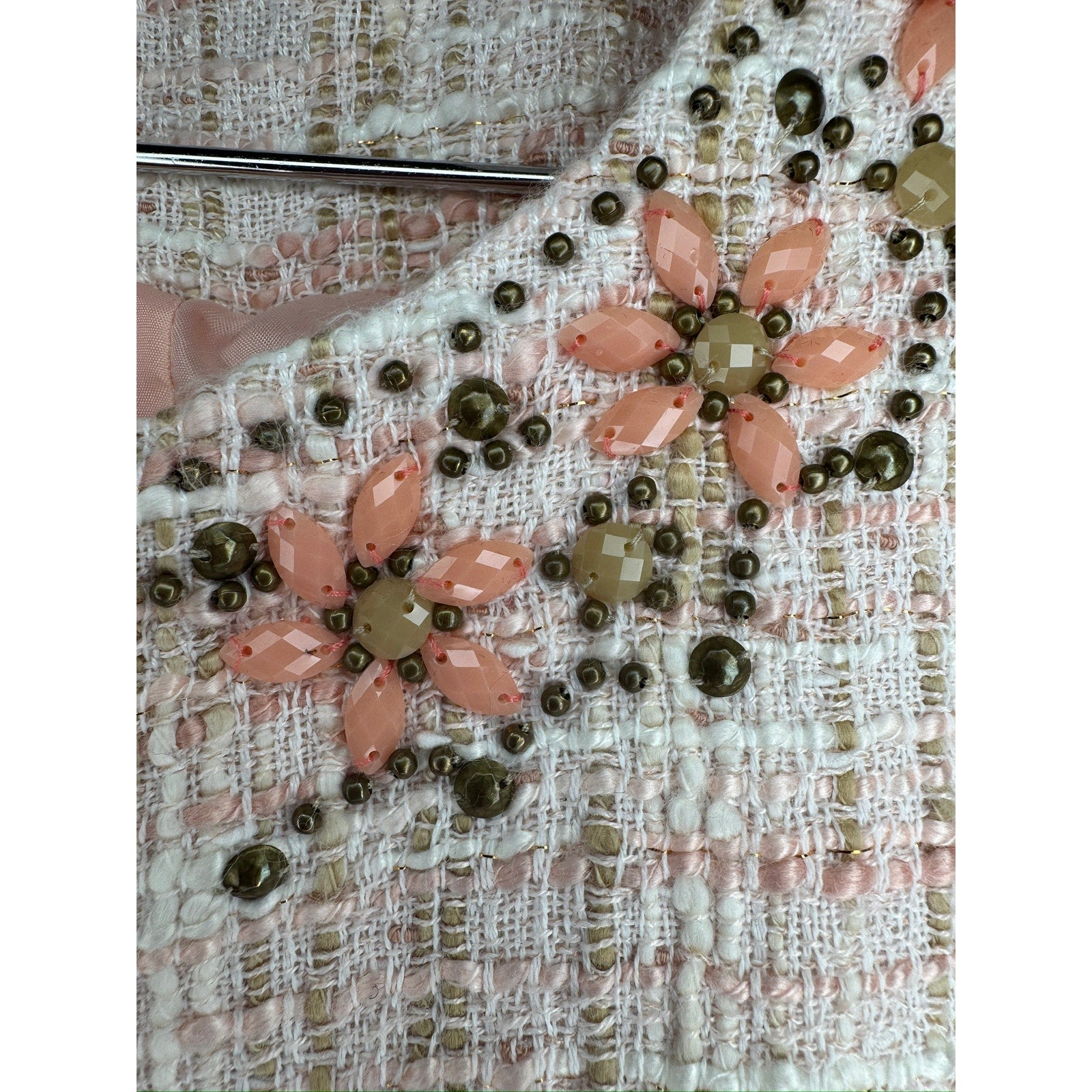 431. Alfred Dunner Petite Embellished Tweed Jacket Pink Size PM