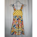 368. Jona Michelle Girls Floral Yellow Gingham Sundress Size 7